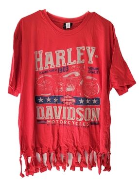 Harley-Davidson Short Sleeve CrewNeck T-Shirt Red Black Bear Wytheville Virginia
